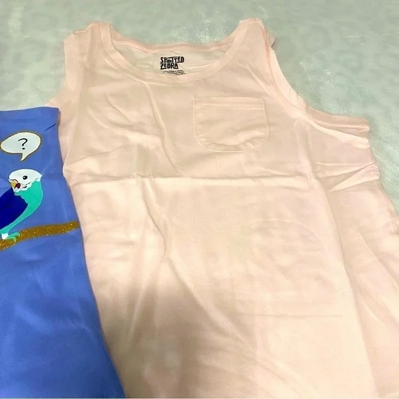 Spotted Zebra Lot of (2) Large/10 Girls Tank Tops Graphic Birds/Plain Tank NWOT - Picture 3 of 7